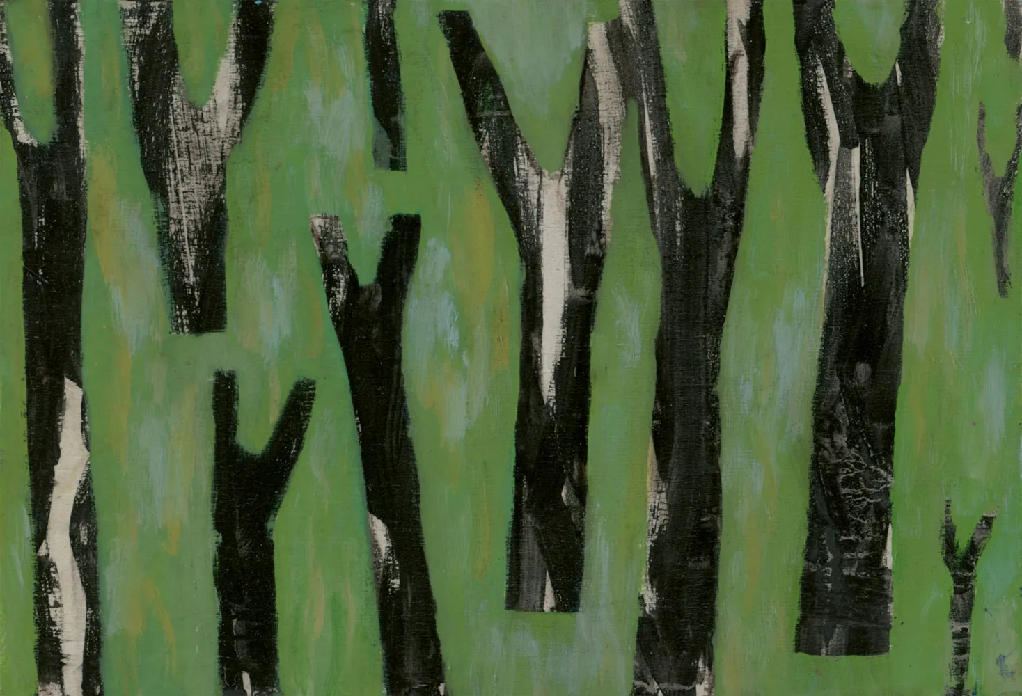 Alberi Neri Su Fondo Verde