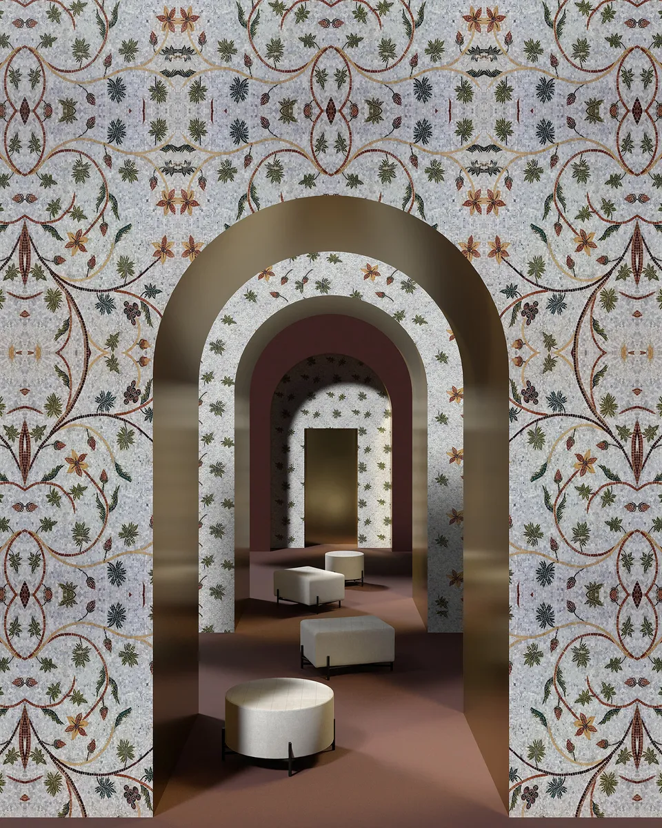 Carta da parati Mosaico Fiori E Foglie, by Gumdesign